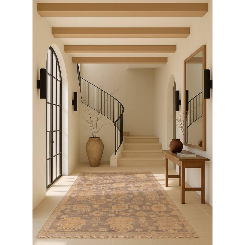 ECARPETGALLERY Hand-knotted Kavya Oushak Dark Grey Wool Rug - 6'0 x 8'10