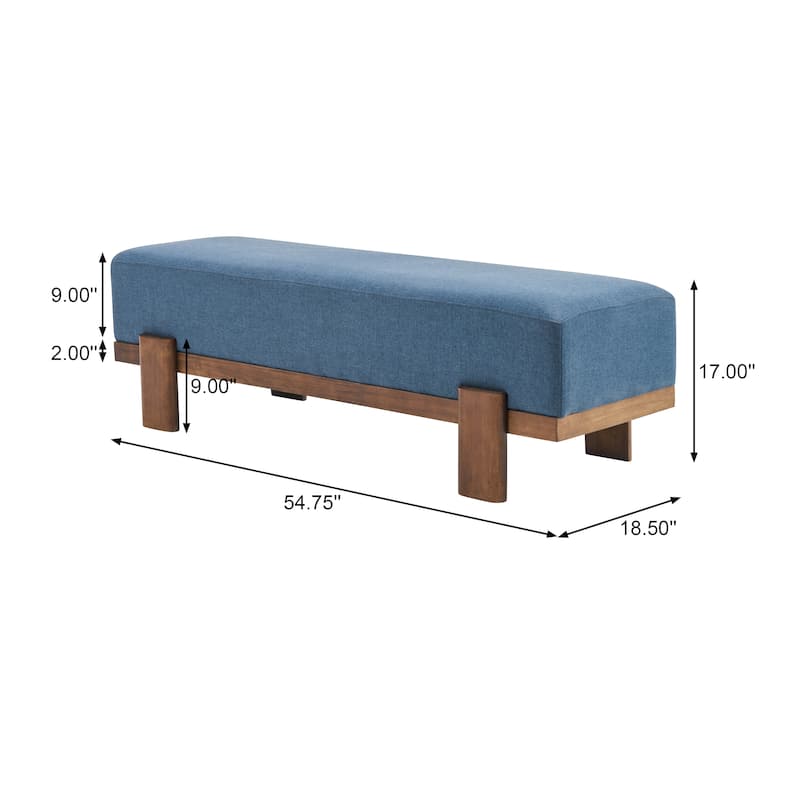 Christopher Knight Home - Kirov 54.75" Modern Upholstered Entryway Bench with 9" Thick Cushioned Seat & Solid Wood Legs