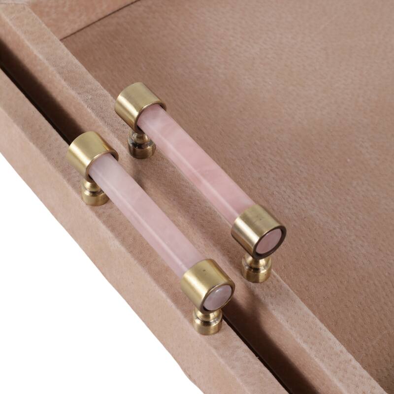 Wood Suede Decorative Trays Home Decor (Set of 2) - 17/20" Tan - 20.0"