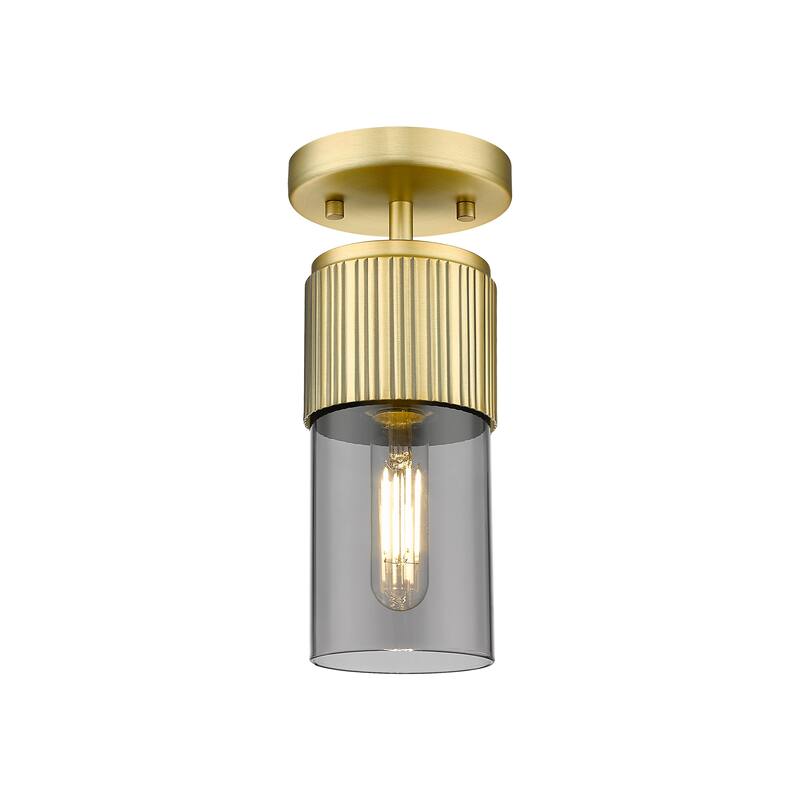 Innovations Lighting Bolivar - 1 Light 7" Flush Mount - Brushed Brass/Light Smoke
