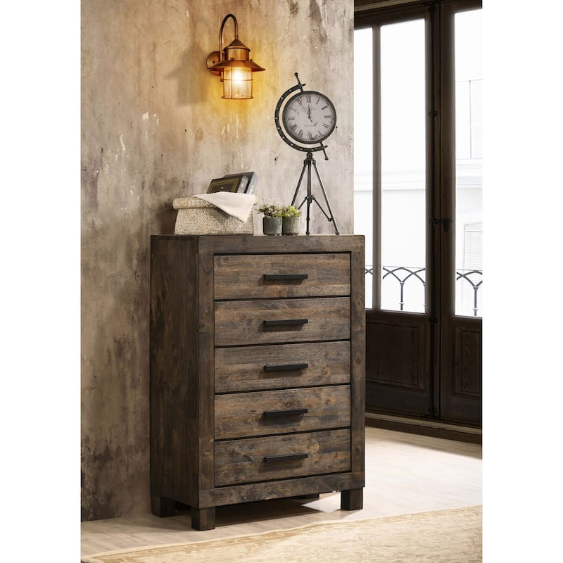 Woodmont 5-drawer Bedroom Chest Rustic Golden Brown