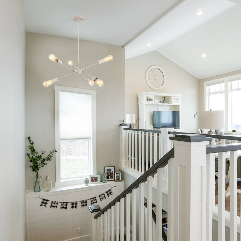 Modern 6-Light Sputnik Linear Chandelier, Modern Sputnik Sphere Chandelier for Dining Room Living Room Bedroom Kitchen