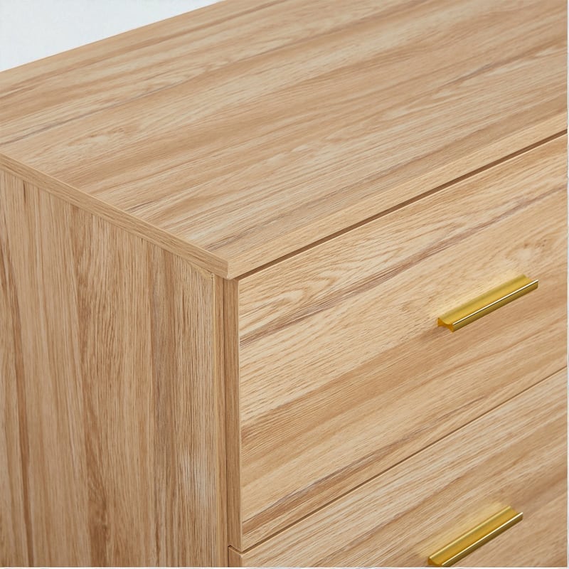 Modern 9 Drawer Dresser, Wide Chest of Drawers with Golden Handles, Large Storage Cabinet for Bedroom and Entryway