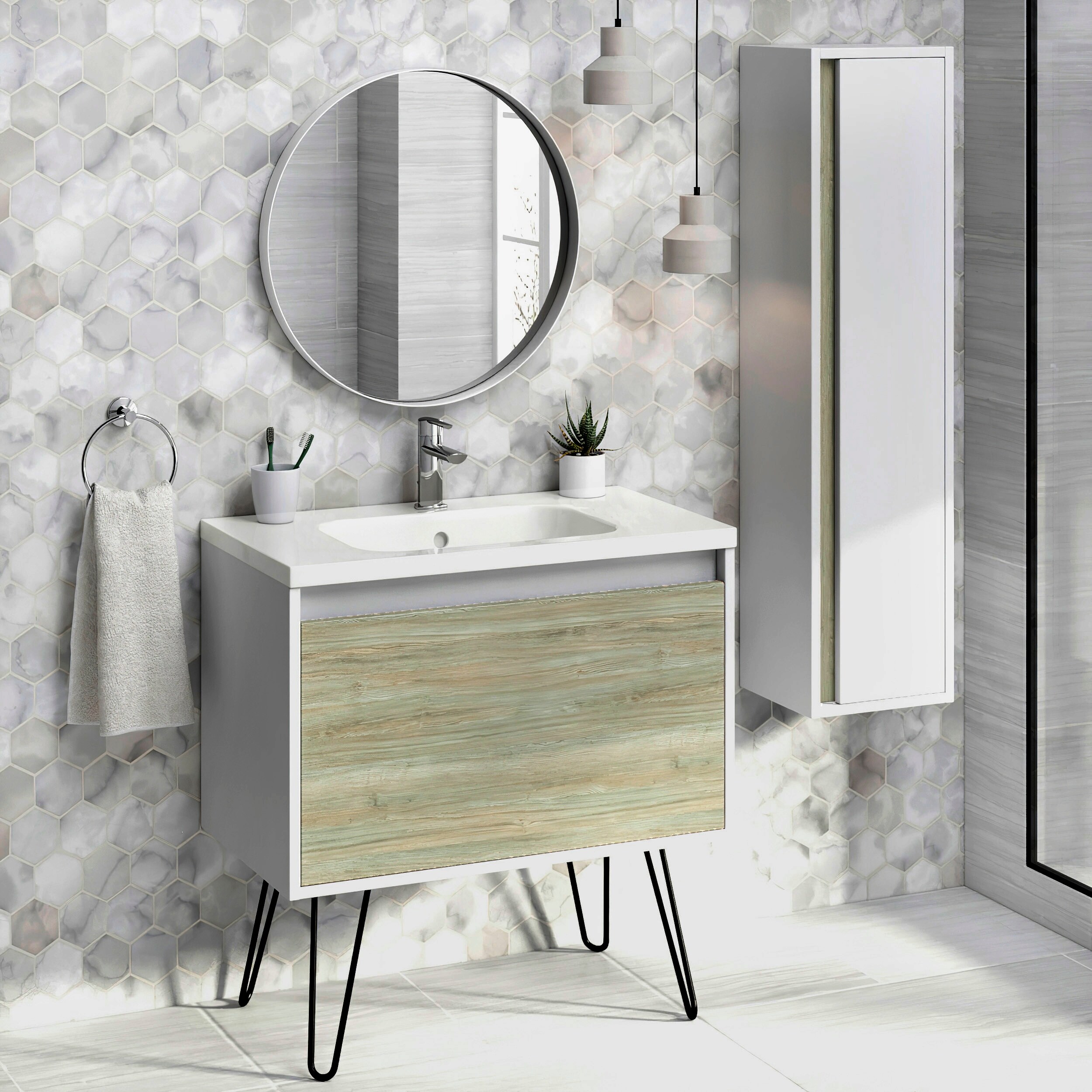 Shop 32 Bathroom Vanity Cabinet Ceramic Sink Legs Tribeca Fs W 32 X H 35 X D 18 In Wf445 Pine On Sale Overstock 31633659