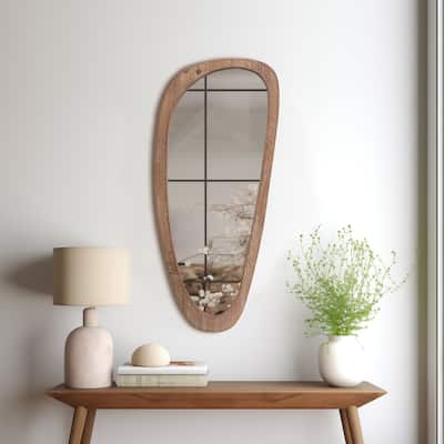 Sagebrook Home Modern Neutral Wood Asymmetrical Natural Wall Mirror - 16" x 1" x 36"