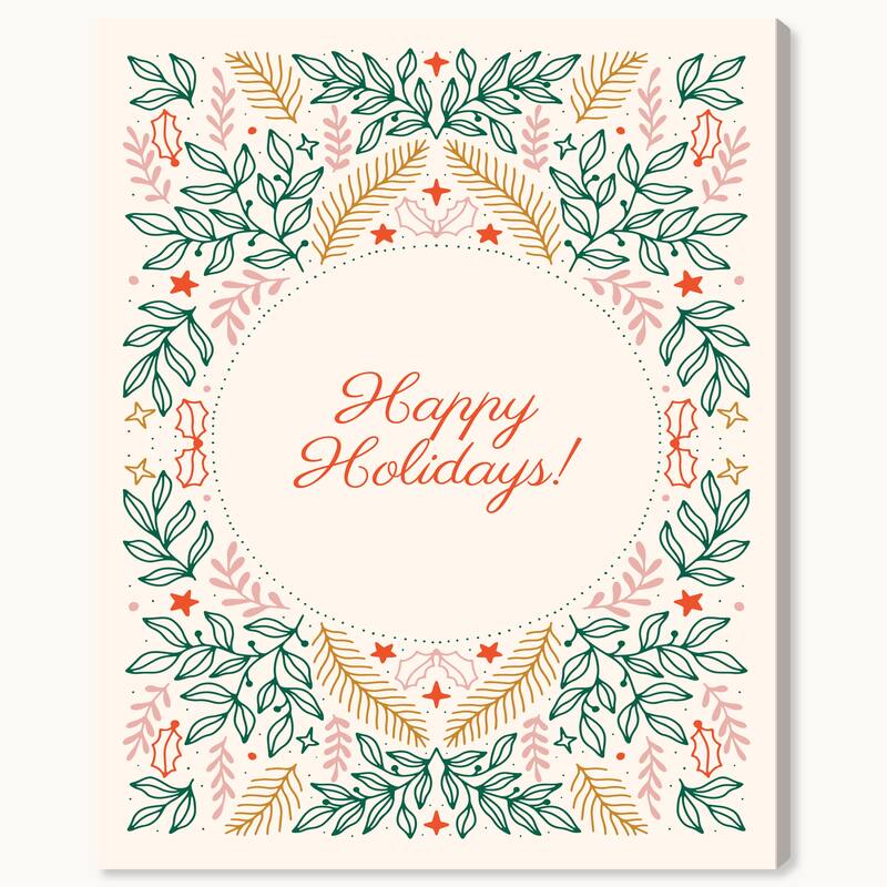 Wynwood Studio Canvas Holiday and Seasonal Happy Holidays Decor Red Modern & Contemporary Wall Art Canvas Print