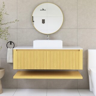 48 inch Wall-Mounted Plywood Bathroom Vanity with Ceramic Basin - Bed ...