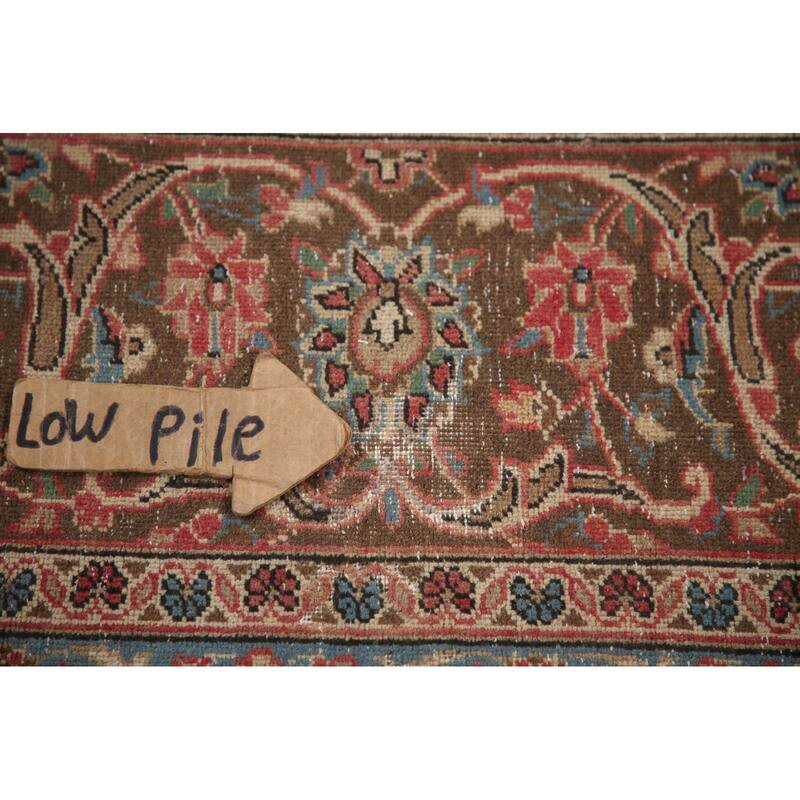 Hand Knotted Oriental 100% Wool Carpet Traditional Floral Pink Kashan Area Rug - 12' 11'' X 9' 7''
