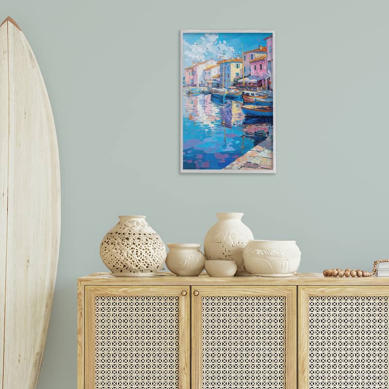 Stupell Abstract Harbor Reflection Framed Giclee Art Design By LSR Design Studio