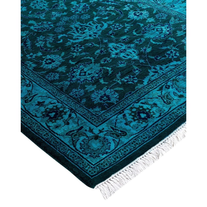 Overdyed, One-of-a-Kind Hand-Knotted Area Rug - Blue - 2' 6" x 12' 2"