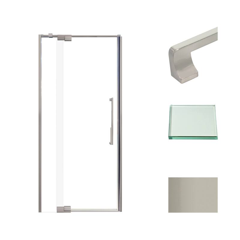 Transolid IPD367610C-J 76" High x 36" Wide Pivot Semi Frameless Shower - Brushed Stainless