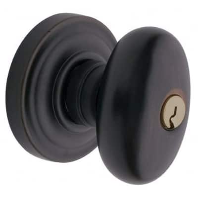 Baldwin Egg Style Keyed Entry Door Knob Set with Classic Rosette the