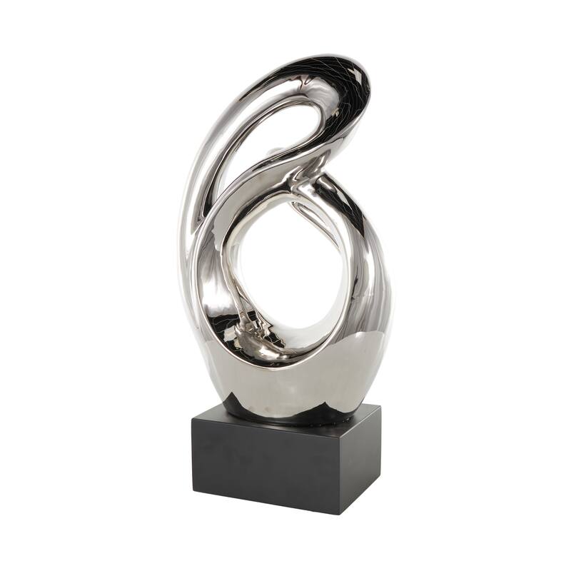 Ceramic Abstract Decorative Sculpture - Silver - Roche River Decor