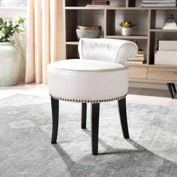 slide 2 of 11, SAFAVIEH Georgia White Petite Glam Vanity Stool - 17.9" x 19" x 22.8"