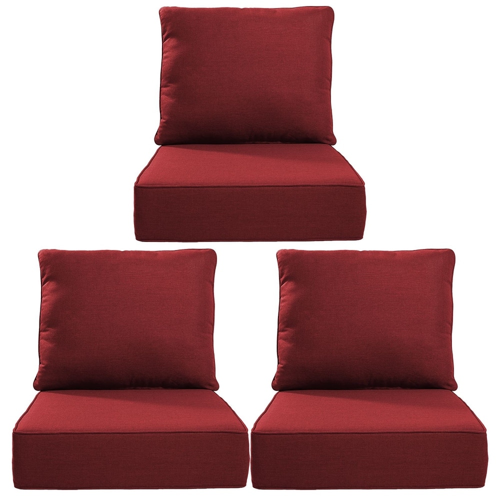 24" W x 24" D x 6" T Water & Fade Resistant Outdoor Lounge Chair Replacement Cushion Set