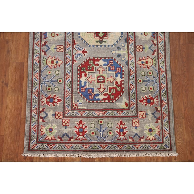 Kazak Runner Rug Handmade Wool Carpet - 2'8" x 13'4"