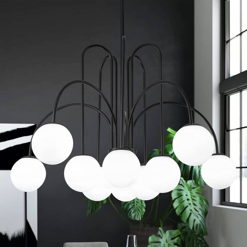 6/ 10-Light Modern Glam Sputnik Cluster Frosted Glass Globe Bubble Chandelier for Dining Room over Table