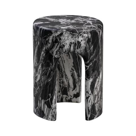 Marisol Concrete Side Table with Black Marble Finish - 14"W x 14"D x 18"H