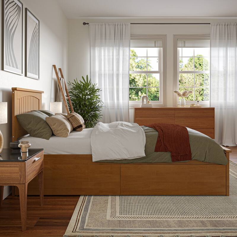 AFI Nantucket Platform Bed with Matching Footboard & Storage Drawers