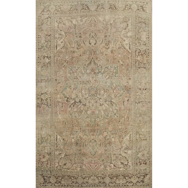 Hand Knotted Oriental 100% Wool Carpet Traditional Floral Multi-Colored Heriz Area Rug - 11' 9'' X 8' 5''
