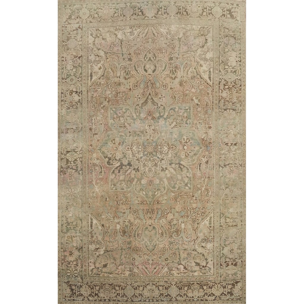 Hand Knotted Oriental 100% Wool Carpet Traditional Floral Multi-Colored Heriz Area Rug - 11' 9'' X 8' 5''