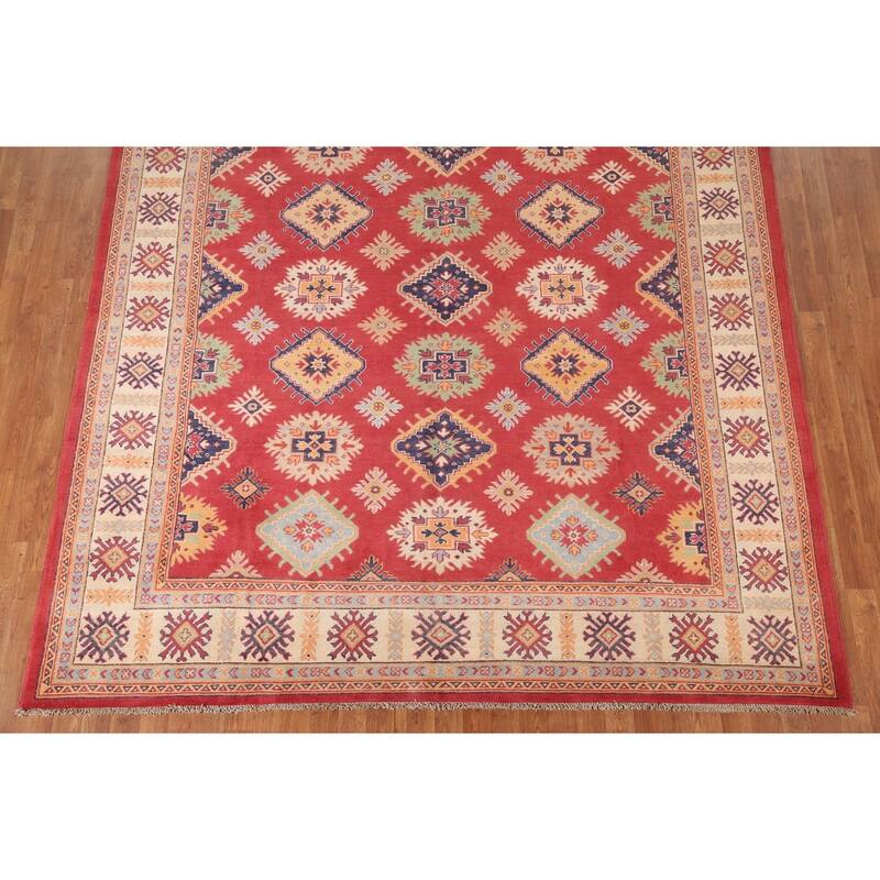 Geometric Kazak Rug Handmade Oriental Wool Carpet - 8'1"x 9'9"