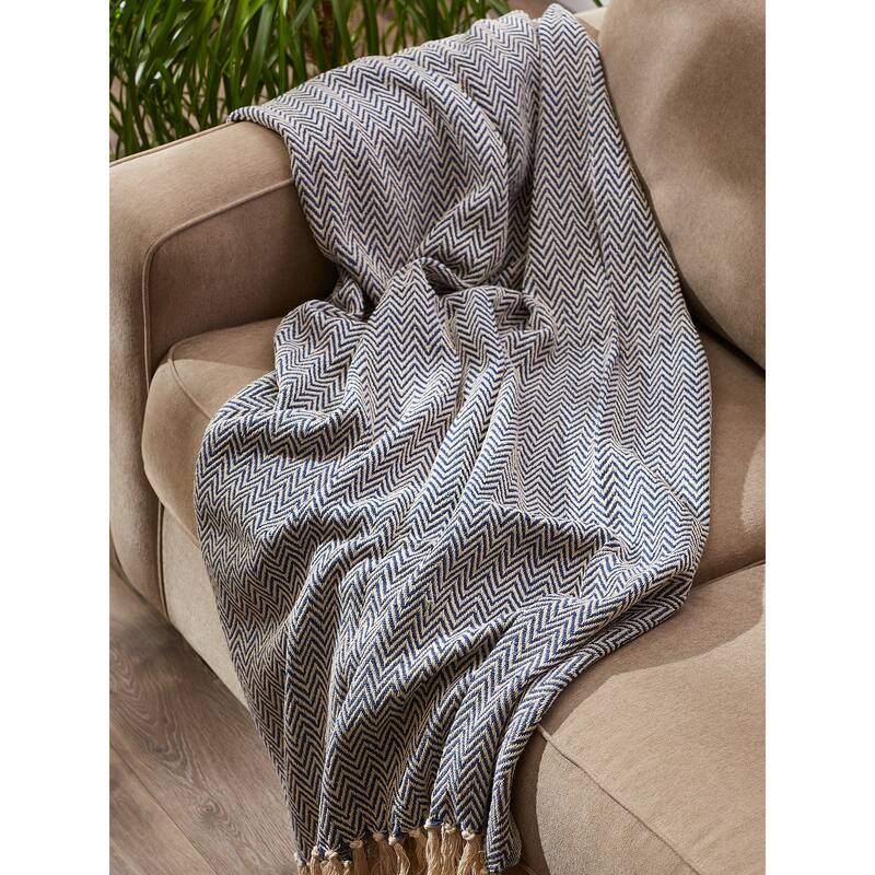 Stone Handloom Chevron Throw