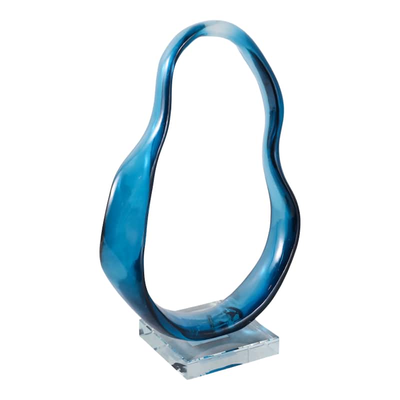 Resin Sculpture Statement with Crystal Base Home Decor - 12" Blue - 9.25" x 2.5" x 11.5"