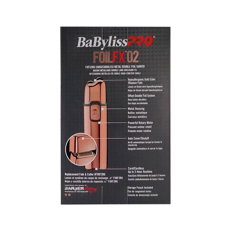 BaByliss Pro FOILFX02 Cordless Metal ROSE GOLD Double Foil Shaver FXFS2RG-ROSE GOLD + Fade Brush + 9" Comb