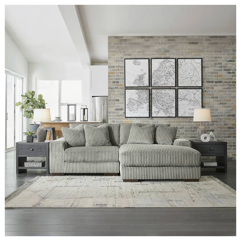 Signature Design by Ashley Lindyn 2-Piece Sectional with Chaise - 102"W x 70"D x 38"H - Fog - Right Facing