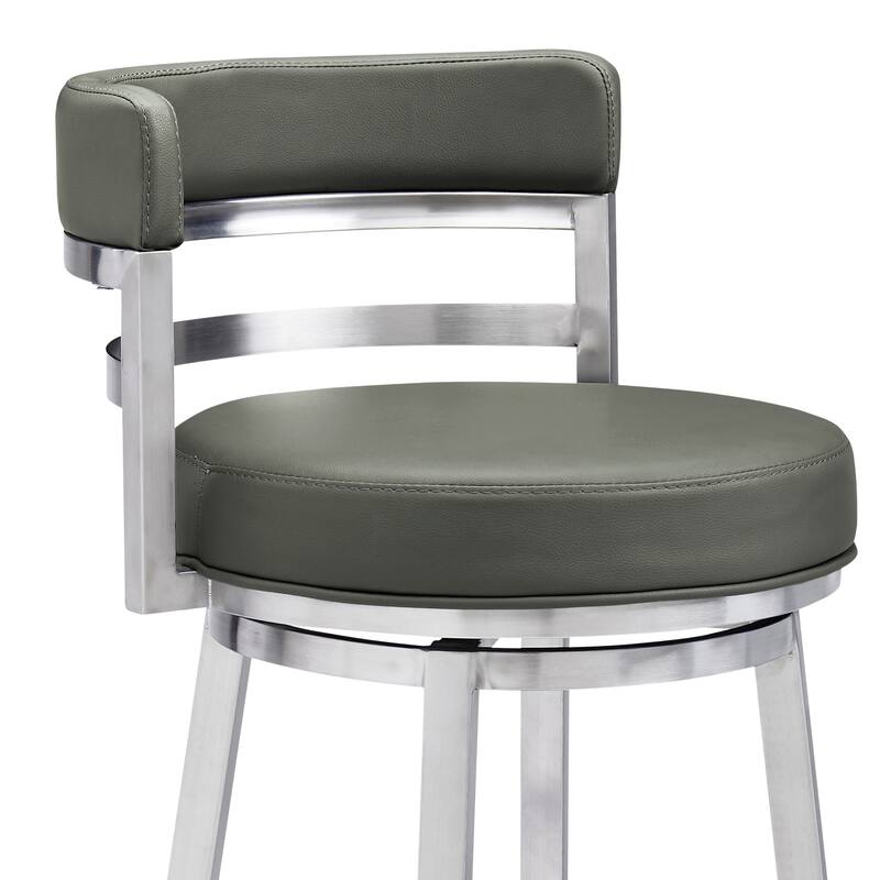 Madrid Modern Swivel Bar Stool, Upholstered Counter Height Chair with Metal Frame