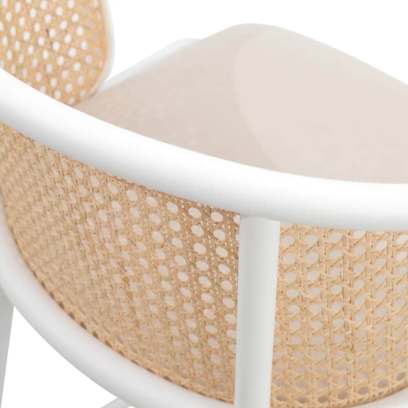 LeisureMod Ervilla Bar Stool with White Powder Coated Steel Frame Set of 2 - 37"