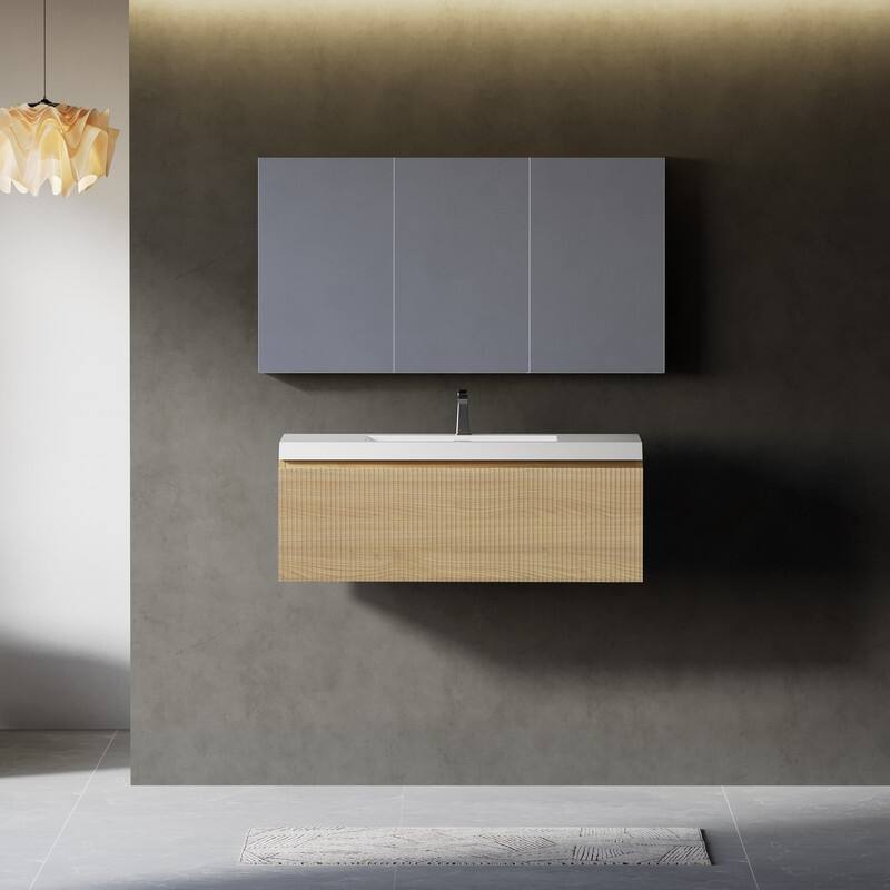 ABRUZZO Floating Vanity with Integrated Top Sink Soft-Close Wall-Mount Bathroom Cabinet