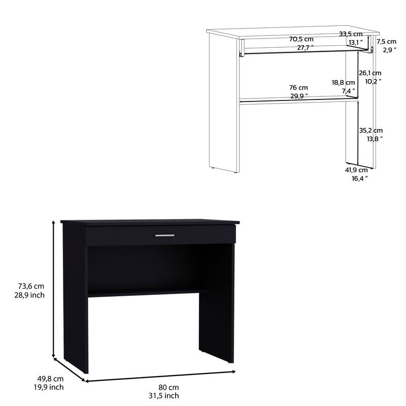 Space-Saving Desk with Drawer & Lower Shelf, Modern Design for Small Spaces