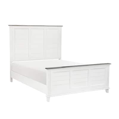 Antique White Farmhouse Style Bed Panel Headboard Wooden Furniture 1pc