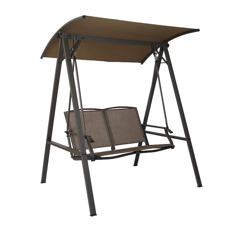 Kozyard Doris 2 Person Outdoor Patio Swing with Breathable Textilence Seat - Taupe