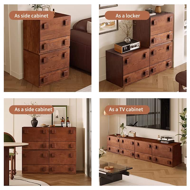 Mid Century Decorative Combinable multifunctional wooden cabinets, 1~4 Pieces