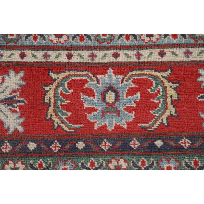 Hand Knotted Oriental 100% Wool Carpet Traditional Geometric Beige & Ivories Kazak Area Rug - 8' 11'' X 5' 11''