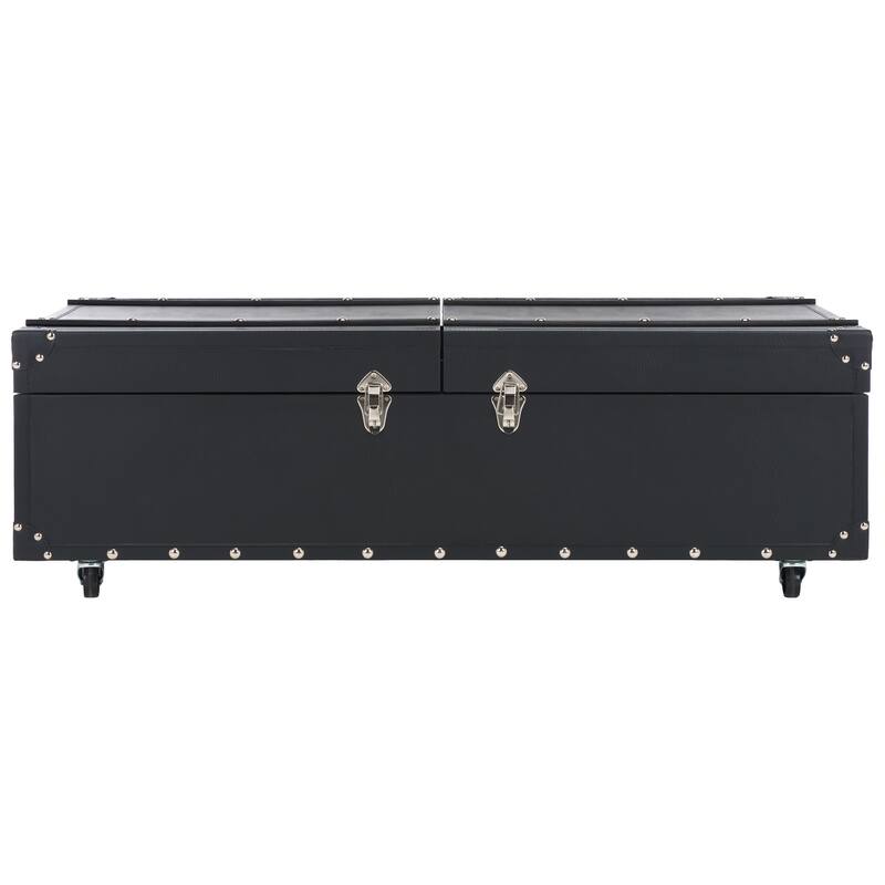 SAFAVIEH Terese Coffee Table Storage Trunk with Wine Rack - 47.2" W x 23.6" L x 15.4" H - 47Wx24Dx15H