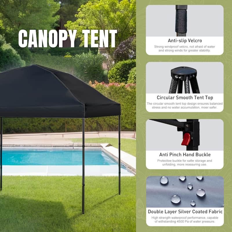 10x10 Pop Up Canopy - Beach Tent with One Push Setup - Easy Outdoor Sun Shade for Events,Parties,Camping With Silver Coated Top