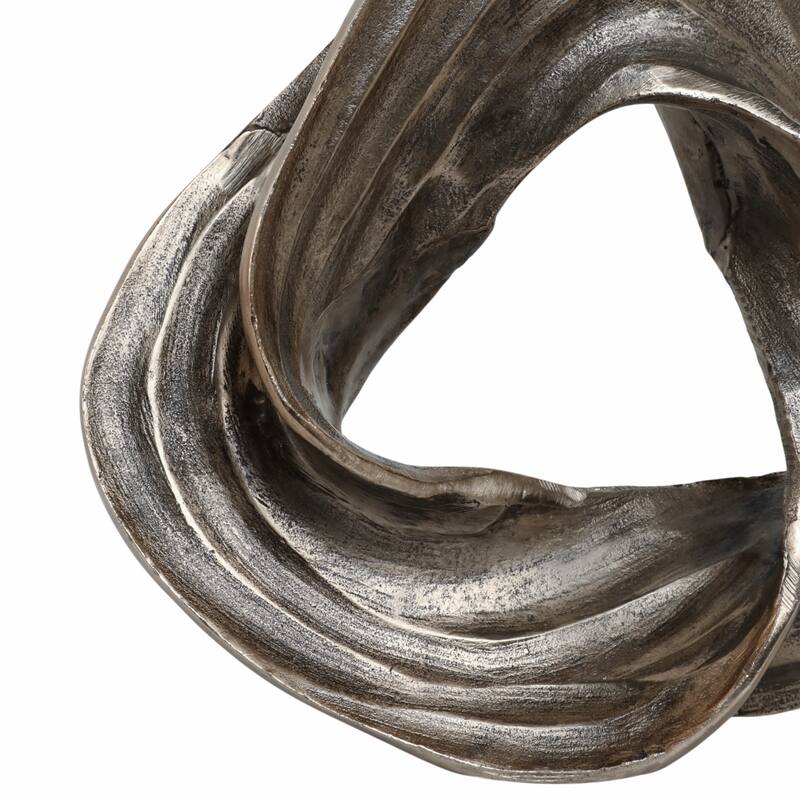 Metal Sculpture with Abstract Swirl Metallic Finish Accent - 10" Gold - 10" x 4" x 10"
