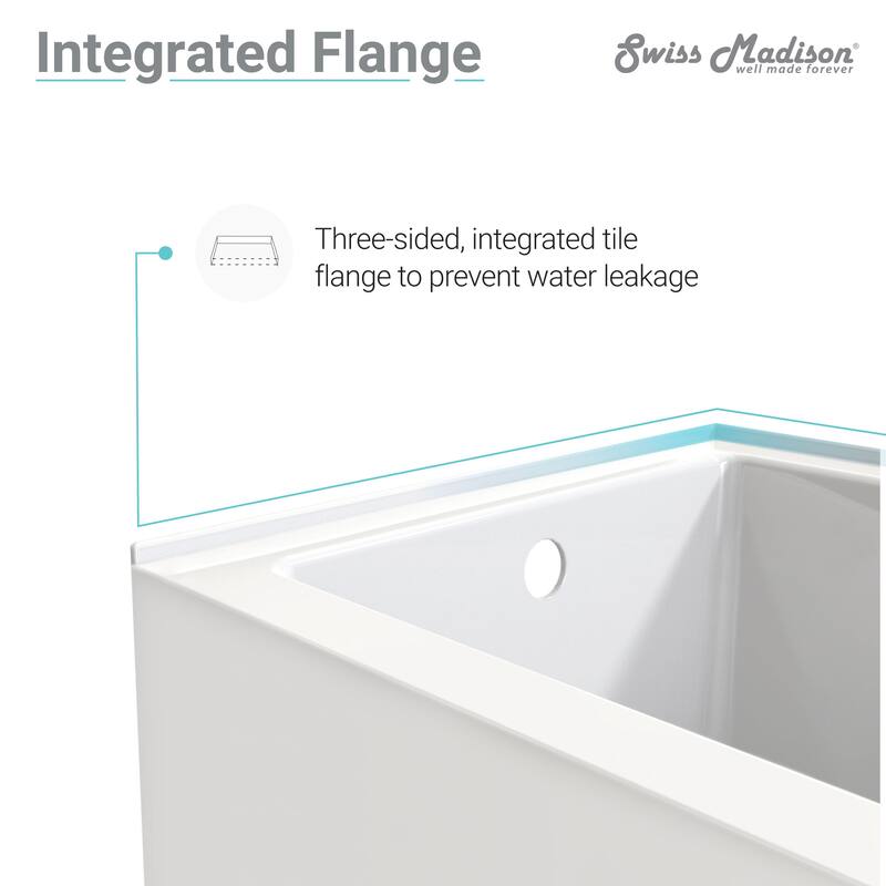 Swiss Madison Alcove Soaking Tub w/Apron Skirt 60/30 Left Hand - 60x30 Left