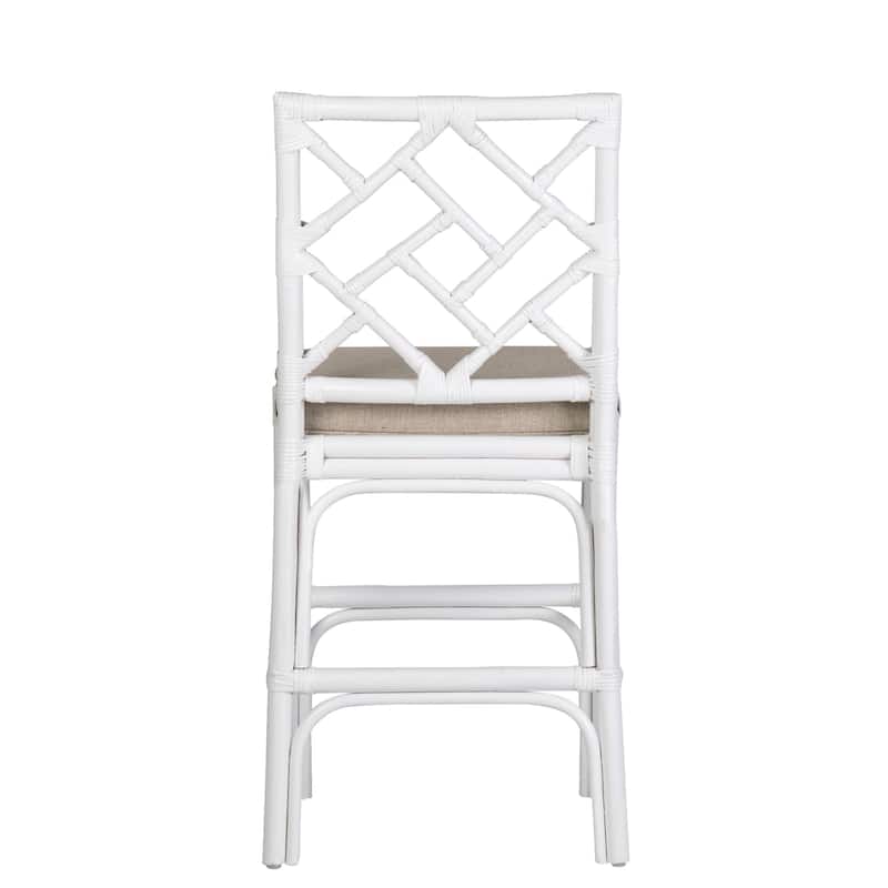 Natural Rattan Handmade Chippendale Single Cushioned Bar Stool by East at Main