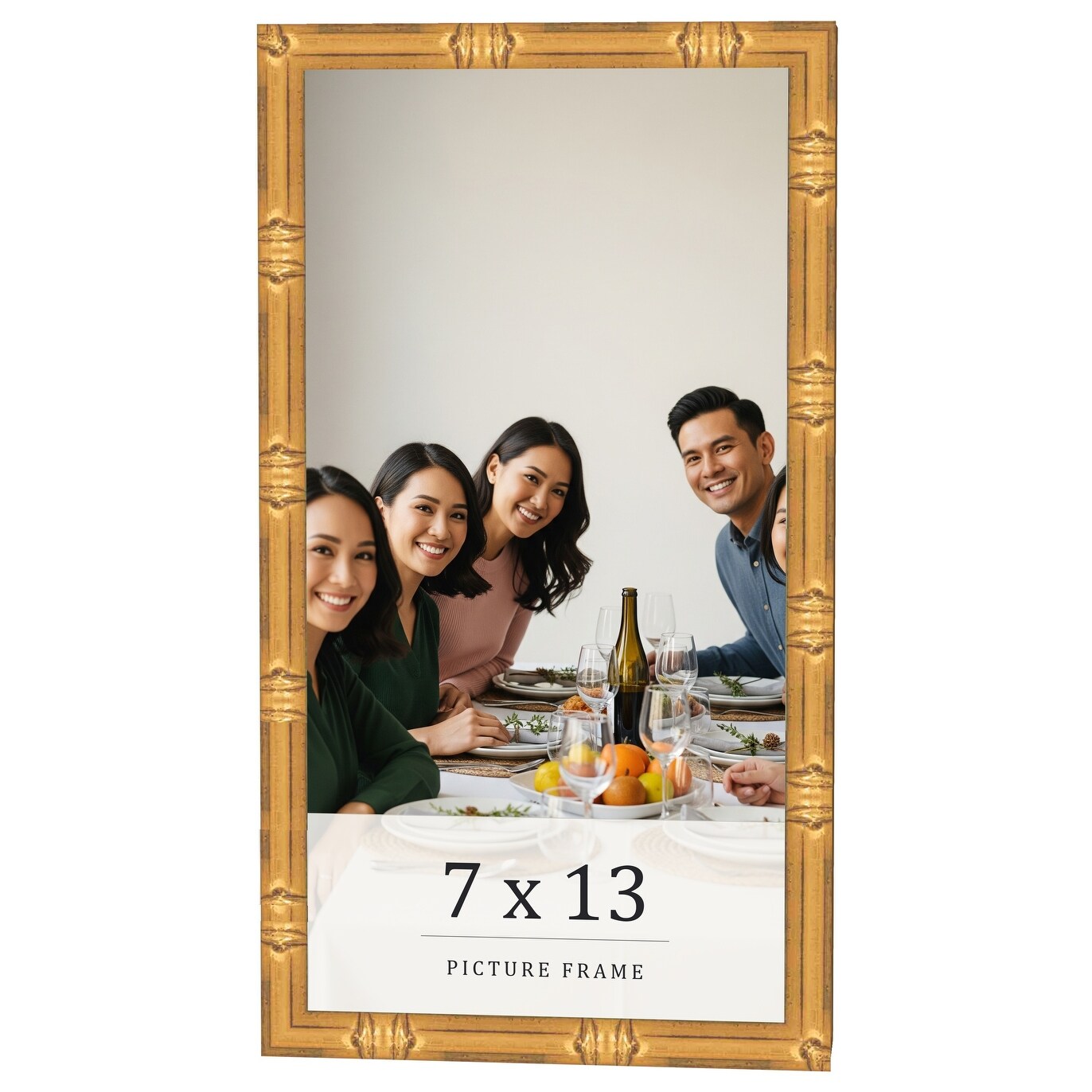 7x13 Frame Gold Bamboo Solid Wood Picture Frame | 1 Inch Moulding