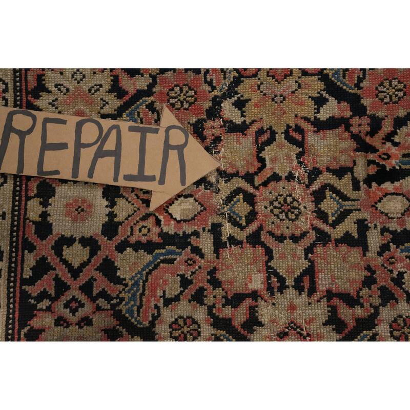 Hand Knotted Oriental 100% Wool Carpet Traditional Geometric Black Malayer Area Rug - 6' 5'' X 4' 5''