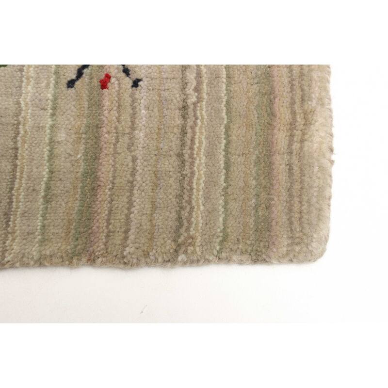 ECARPETGALLERY Hand Loomed Kashkuli Gabbeh Khaki Wool Rug - 3'1 x 4'9