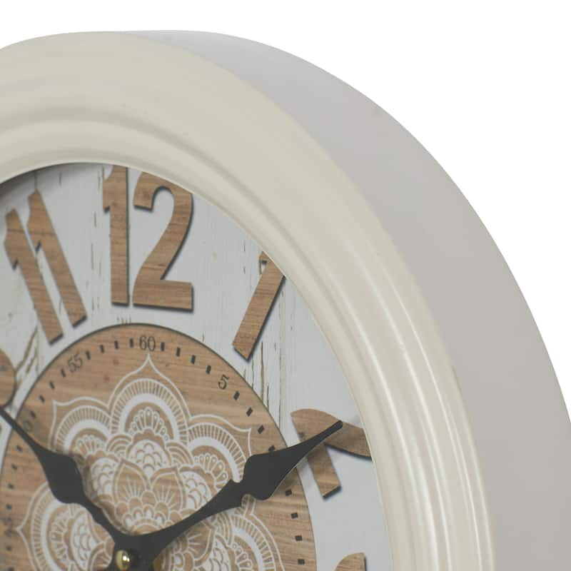 White Metal Fluted Frame Decorative Wall Clock - 14 x 3 x 14