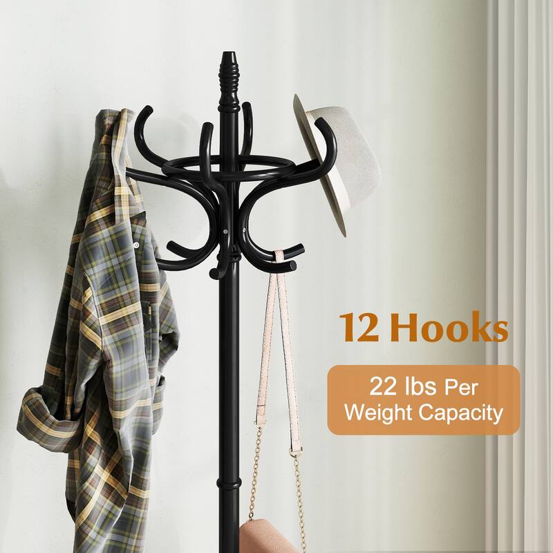 Gymax 73'' Freestanding Coat Hanger Stand Coat Rack w/ Umbrella Holder