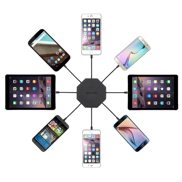 Skiva OctoFire Multi USB Charger (8 Ports / 16.8 Amps / 84 Watts / Fastest Speed) Universal Compatibility AC Wall Charger