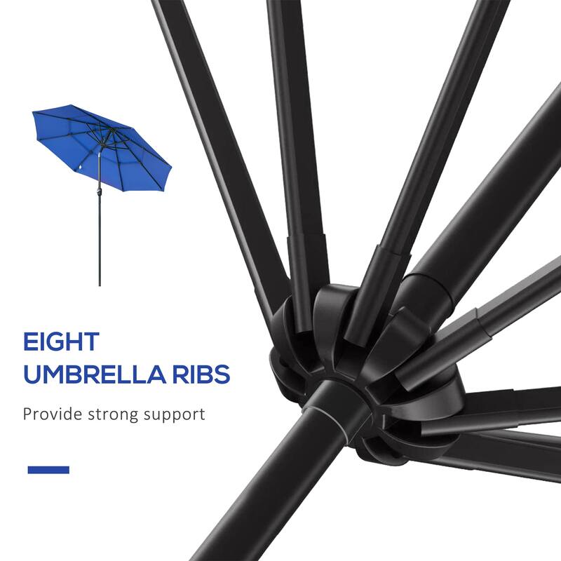 9FT 3 Tiers Patio Umbrella Outdoor Market Umbrella with Crank, Push Button Tilt for Deck, Backyard and Lawn, Wine Red